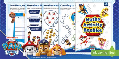 Free 👉 Paw Patrol Maths Activity Booklet Ages 3 5