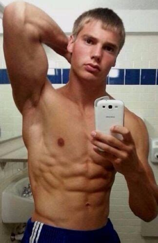 Shirtless Male Muscular Jock Ripped Abs Blond Frat Dude Selfie PHOTO X C EBay