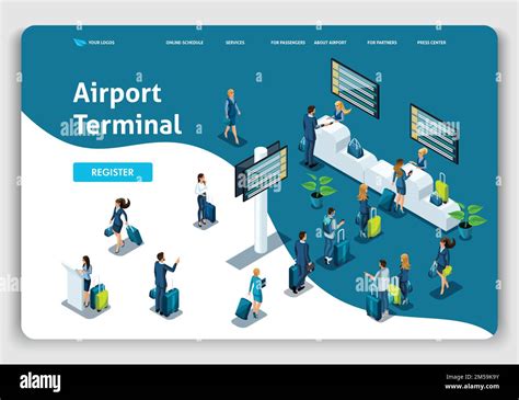 Website Template Landing Page Isometric Concept International Airport