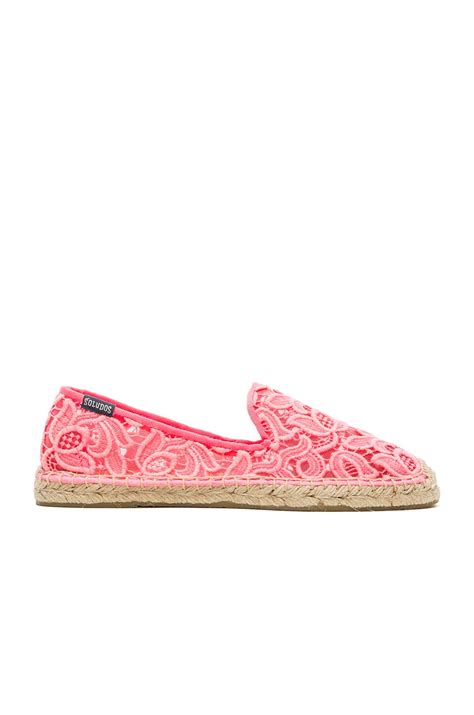 Soludos Tulip Lace Espadrille In Neon Pink Revolve