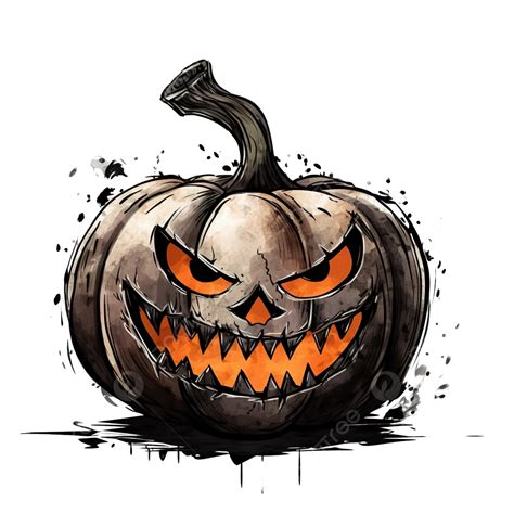 Hand Drawn Dark Jack O Lantern Halloween Illustration Witch Halloween