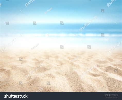 Bumpy Tropical Sandy Beach Blurry Blue Stock Photo 1170750514