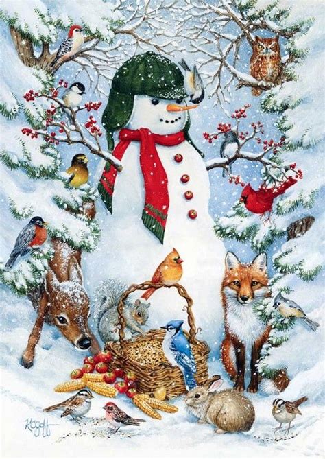 Kathy Goff Art Christmas Snowman Christmas Time Vintage Christmas