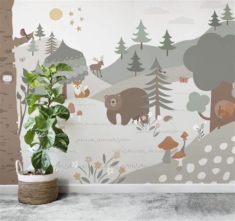 Woodland Wallpaper Mural Munks And Me Woodland Wallpaper Nursery