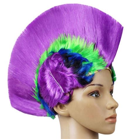 multi color mohawk hair wig punk rocker hairstyle halloween costume party ebay
