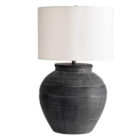 Faris Ceramic Table Lamp Matte Black Base With Large By Pottery