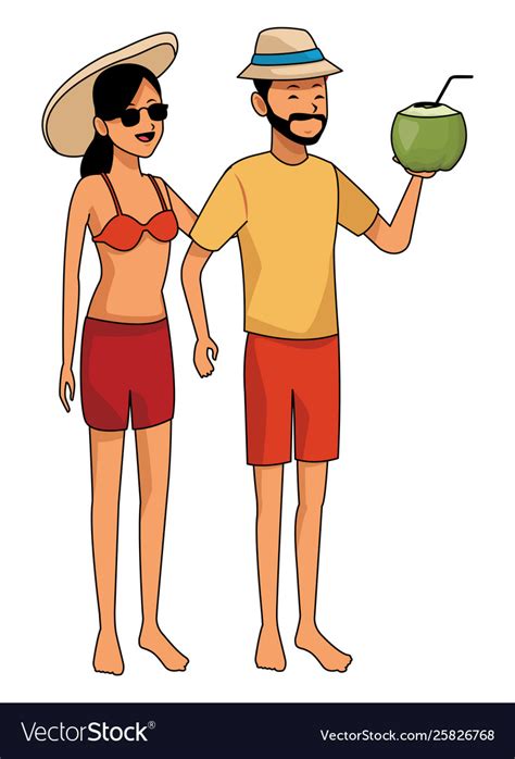 Young Couple In Summer Cartoons Royalty Free Vector Image