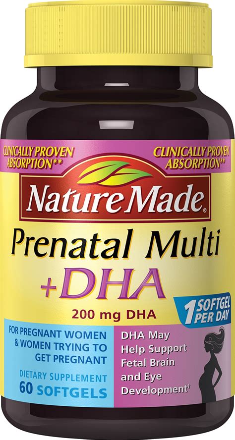 Nature Made Prenatal With Folic Acid Dha Dietary Supplement For