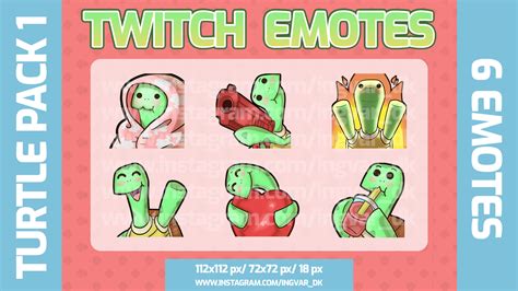 Artstation Cute Turtle Emotes Pack Twitch Youtube Facebook
