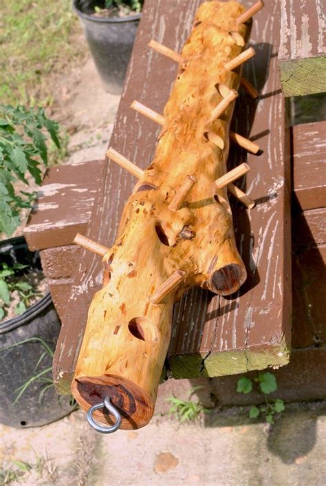 Suet Cedar Log Bird Feeder 35 Inches Long Etsy Bird Feeders Wooden