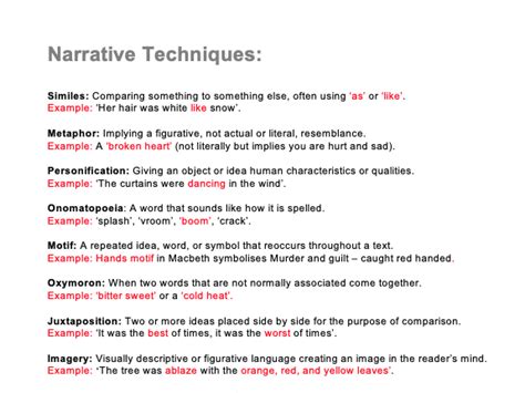 Narrative Techniques List Ks345 Teaching Resources