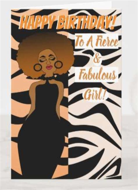 To A Fierce And Fabulous Girl Afro American Card Happy Birthday Black African