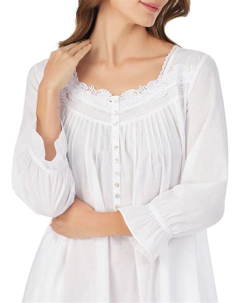 Eileen West Long Sleeve Ballet Woven Lawn Cotton Nightgown In White Lyst
