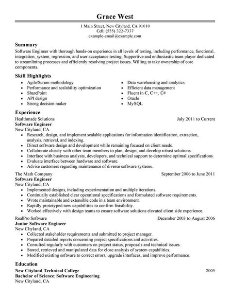 It's very easy to a senior professional software engineer with 12 years of experience in application design and. Software Engineer | Engineering resume templates, Resume ...
