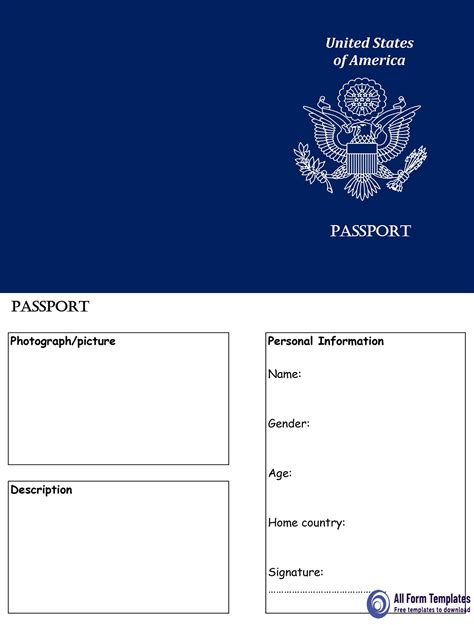 Passport Template United States Of America USA Passport Template Passport Invitation