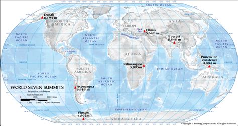 World 7 Summits Map 7 Highest Mountains In The World World Seven Summits