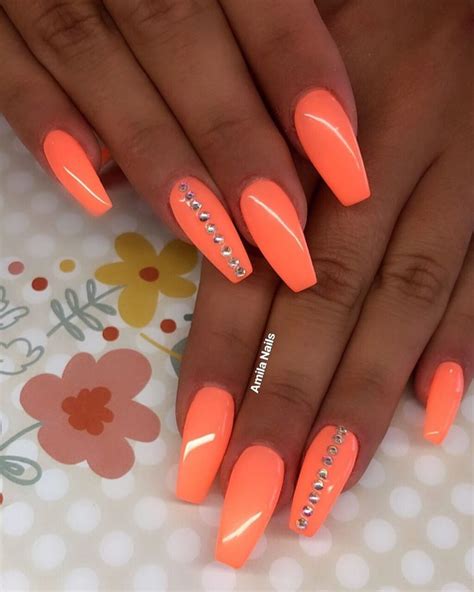 Stunning Orange Nails Art Designs In Summer Neon Nail Art