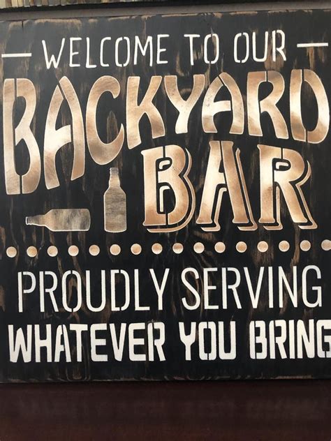 Backyard Bar Sign Large 18x18 Patio Decor Yard Etsy Uk Backyard Bar