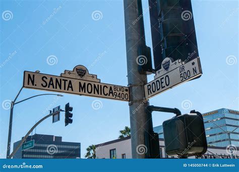 Street Sign Santa Monica Blvd And Rodeo Drive In Beverly Hills