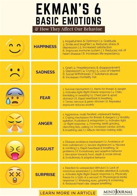 Ekmans 6 Basic Emotions And How They Affect Our Behavior Emotions