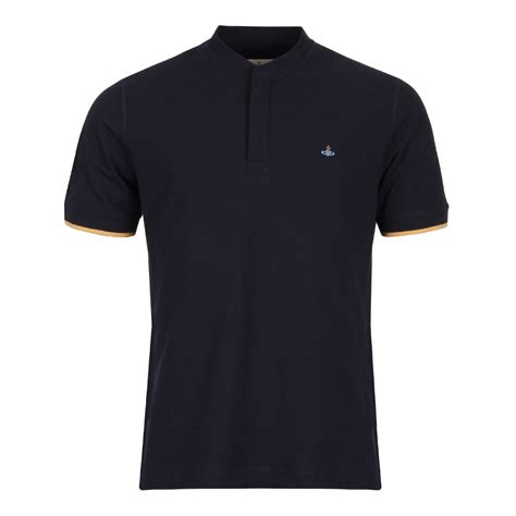 Collarless Polo Shirt Navy Vivienne Westwood