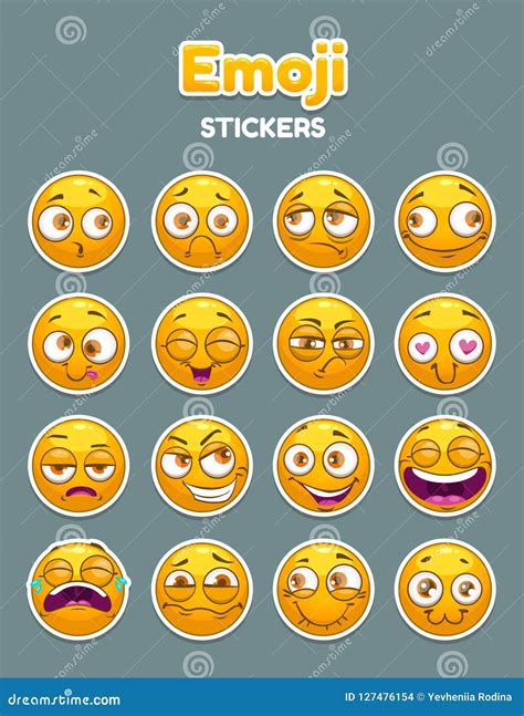 Humorous Emoji Set Cute Emoticon Face Collection Funny Cartoon Comic