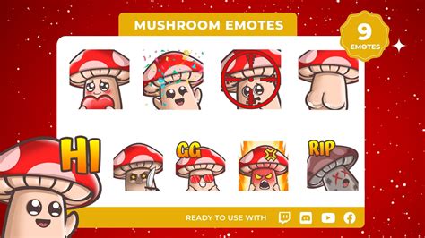 Mushroom Emotes 9 Pack Gamingvisuals