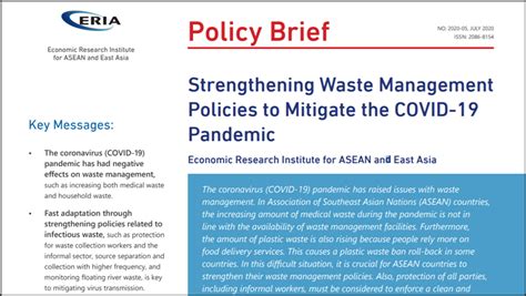 Policy Brief Strengthening Waste Management Policies To Mitigate The