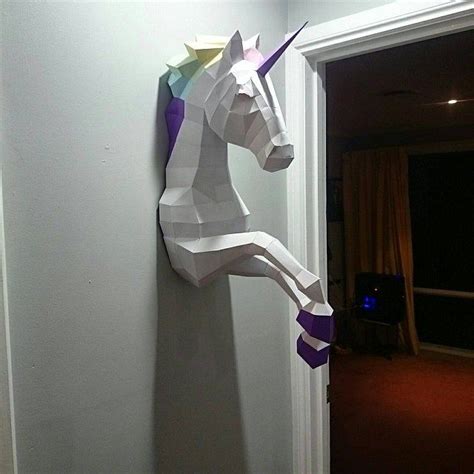 Unicorn Papercraft 3d Papercraft Build Your Own Low Poly Etsy Paper