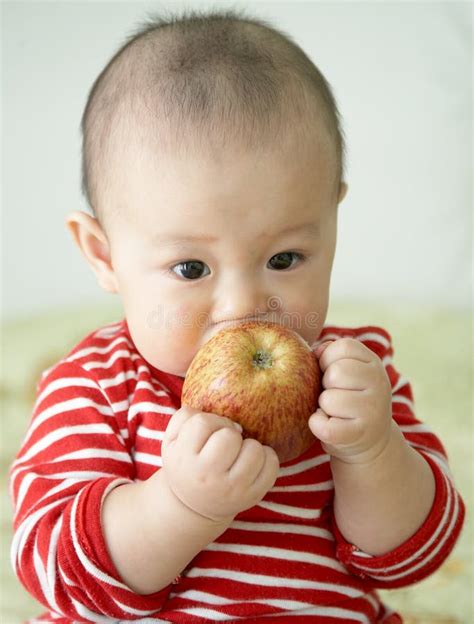 Baby And Apple Stock Photo Image Of Innocent Asian Face 8377622