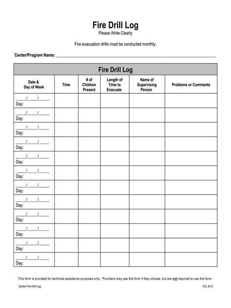 Printable Fire Drill Form Template Printable Word Searches