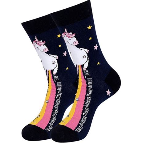 Womens Novelty Unicorn Rainbow Crew Socks Size 7 11 Blue Unbranded Crew Crew Socks Socks