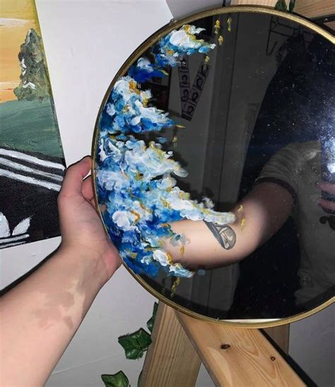 Hand Painted Cloud Mirror In 2020 Mirror Painting Mirror Art Art