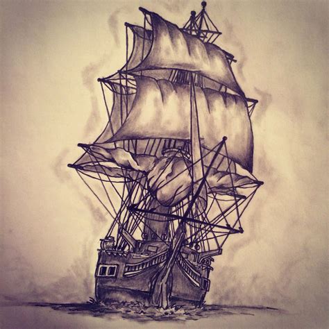 Pirate Ship Tattoo Drawing