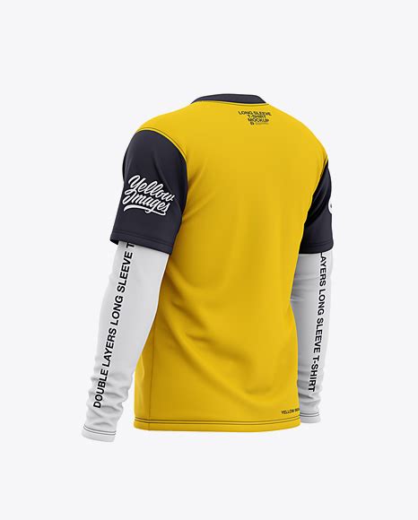 Front and back view football uniform. Men's Double-Layer Long Sleeve Knit T-Shirt Mockup - Back ...