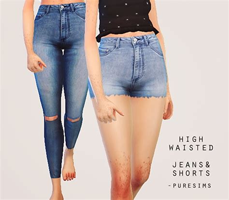Pure Sims High Waisted Jeans And Shorts Sims 4 Downloads