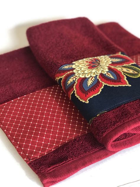 5 Fabrics Red Bath Towels Decorated Bathroom Towels In Red 6 Etsy