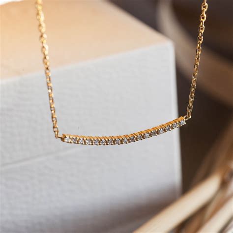 Simple Diamond Necklace 14k Solid Gold Natural Diamonds Rjewelry