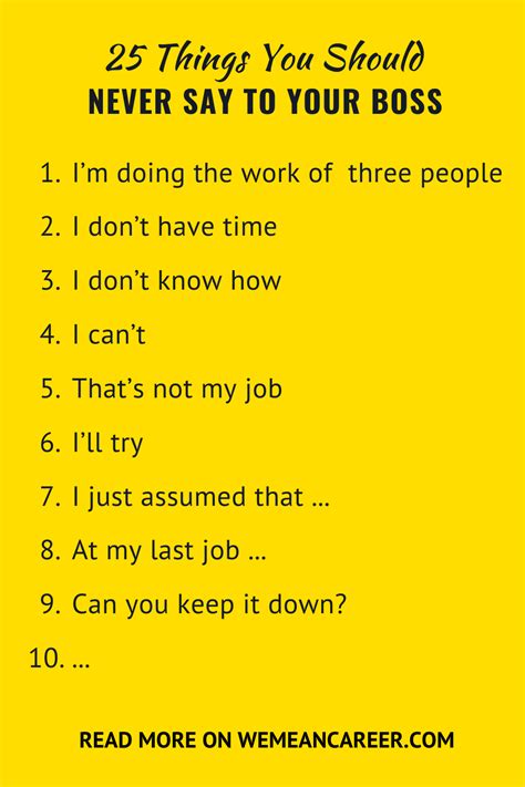 26 Things You Should Never Say To Your Boss Your Boss Career Advice