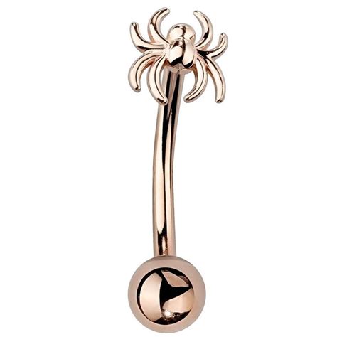 Spider 14k Rose Gold Curved Barbell Eyebrow Ring Rook Piercing Freshtrends Body Jewelry Gold