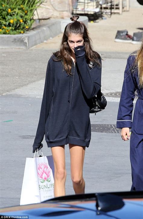 Kaia Gerber Dons Oversized Hoodie With Combat Boots Daily Mail Online