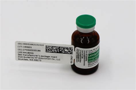 Levophedr Norepinephrine Bitartrate Injection Usp 4mg4ml 4ml Vial
