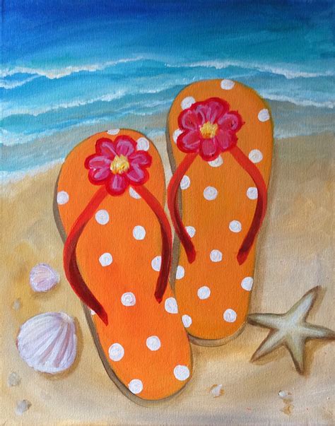 Maybe you would like to learn more about one of these? Beach, starfish, shells, flip flop painting. Cute beginner ...