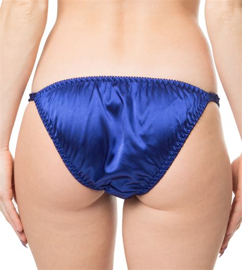 Royal Blue Satin Panties Sissy Tanga Knickers Underwear Briefs Sizes 10