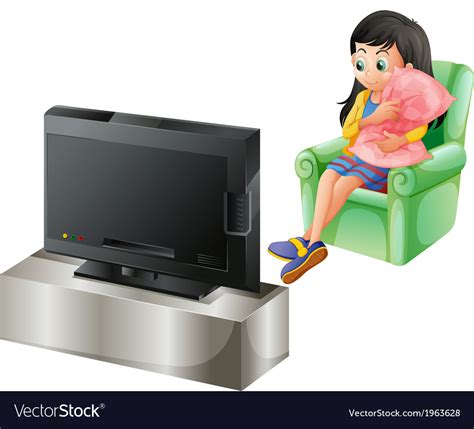 A Young Girl Watching Tv Royalty Free Vector Image