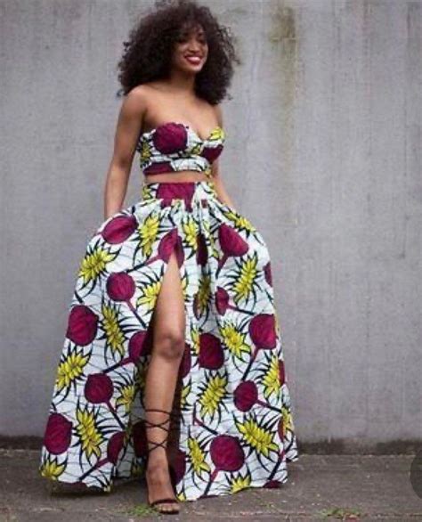 Yellow Flowery Two Piece Top And Skirt African Ankara Party Outfit