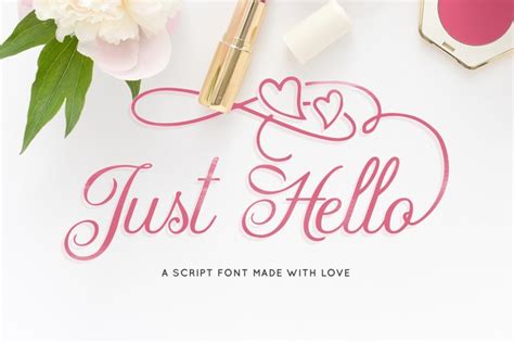 Just Hello Script Font Design Cuts