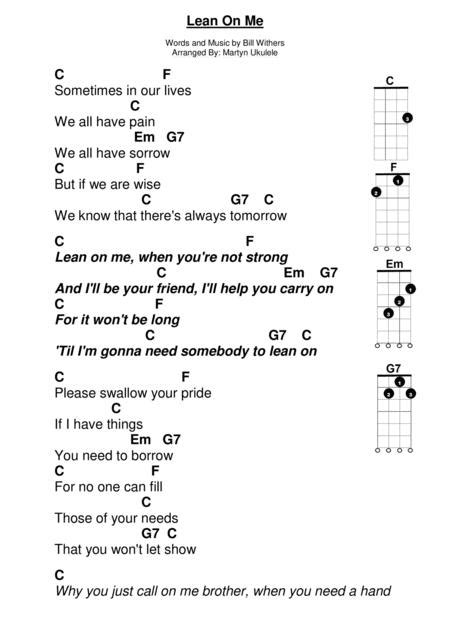 Lean On Me By Bill Withers Digital Sheet Music For Chordslyrics