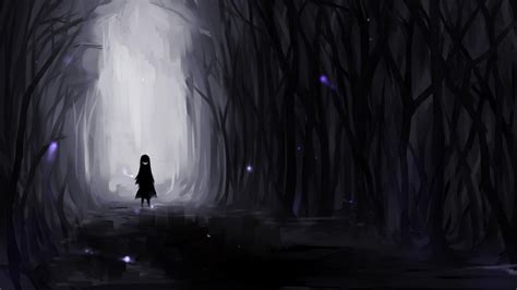 3840x2160 Resolution Person Standing In Between Trees Painting Anime