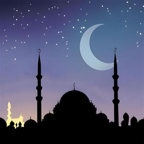 Premium Ai Image A Silhouette Of A Mosque With A Crescent Moon And